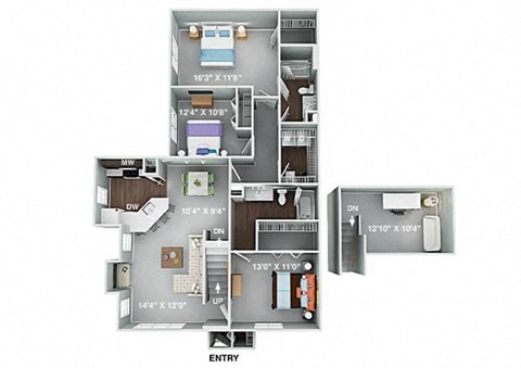 Smithfield 3 Bed 2 Bath Renovated Floor Plan at Fortress Grove, Murfreesboro